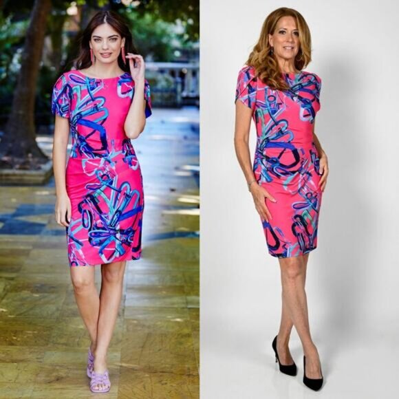 FRANK LYMAN Fuchsia Royal Sheath Dress Size 8 - Picture 1 of 7